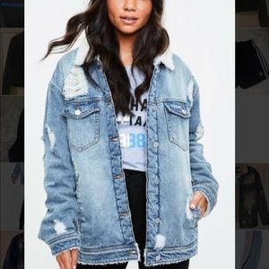 Missguided Denim Borg Coat